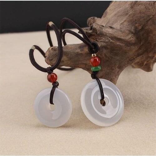 Natural Agate Safety buckle Pendant Beads Necklace Charm Jewellery Fashion Accessories Hand-Carved Man Woman Luck Amulet Gifts