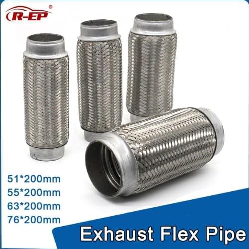 R-EP Exhaust Car Accessories Muffler Exhaust Pipe silencer nozzle 51/55/63/76mm LH200mm Stainless Steel