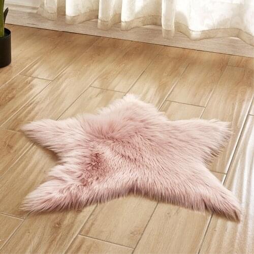 RAYUAN Star Shape Artificial Wool Carpet Sheepskin Hairy Carpets Floor Mat Seat Pad Fluffy Soft Area Rug Tapetes 60CM