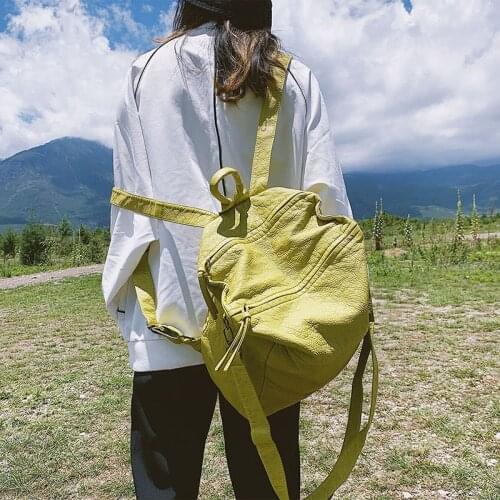 Retro Washed Leather Women Backpacks Multifunction Large Capacity Shoulder Bag For Women 2020 Casual Travel Black Bolsa Mochila