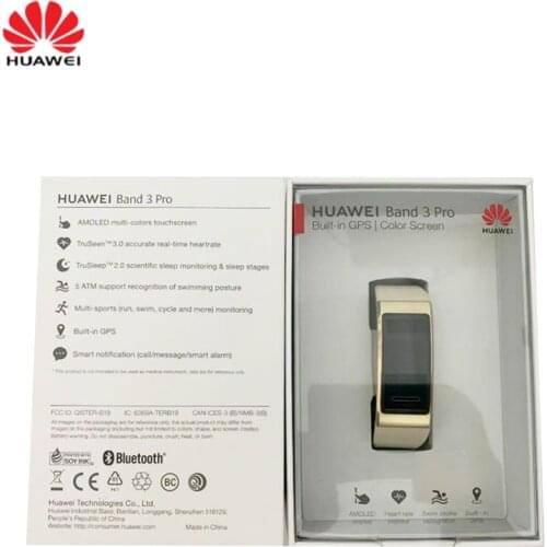 Global Original Huawei Band 3 Pro Smart Bracelet 0.95 Inch Tracker Swimming Waterproof Bluetooth Fitness Tracker Touch Screen