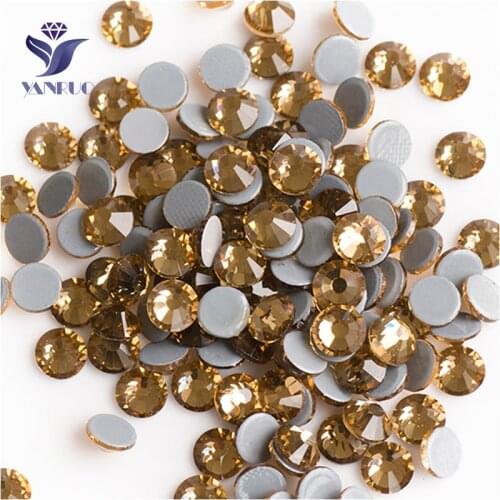 YANRUO 2058HF SS20 Light Colorado Topaz 1440Pcs Crystal Flatback Rhinestones Hotfix Strass Glass Stones For Clothing