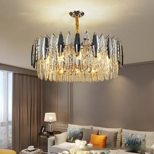 Post modern light luxury crystal chandelier living room hall dining room bar bedroom art lamp model room new crystal lamp