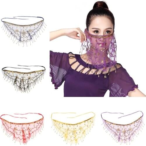 Belly Dance Beaded Sequins Veil India Dance Outfit Halloween Party Wear