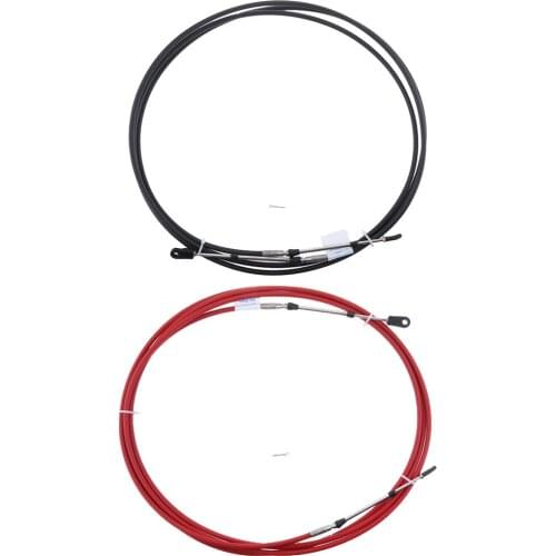2pcs Throttle Cable for ATV/ATC Dirt Mini Bike, Throttle Shift Control Cables for Yamaha Outboard, 12FT (Black& Red)