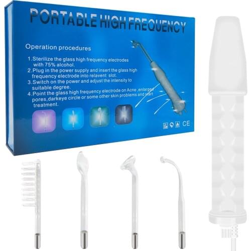 High Frequency Facial Machine Portable Handheld High Frequency Facial Skin Wand Machine with 4 Different Tubes Facial Skin Care