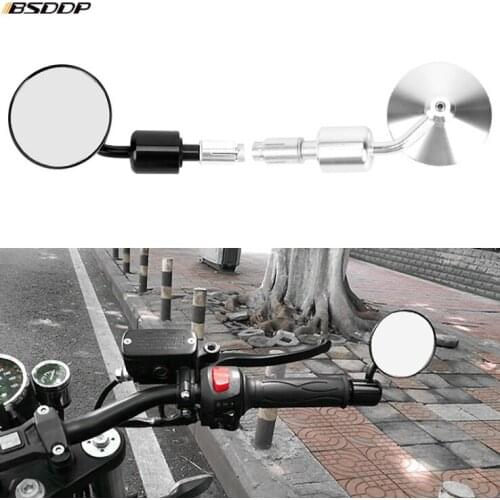 1Pair Motorcycle Rear View Mirror Round Handlebar End Mirror Rearview Mirror Motorcycle Side Mirror for kawasaki honda yamaha