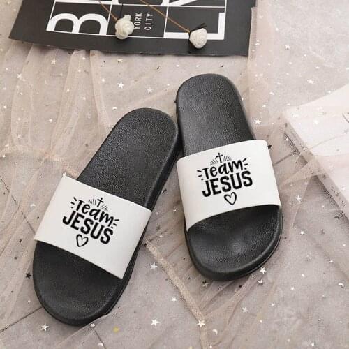 2021 Hot Summer Womens Slippers I Love Jusus Indoor Bedroom Home Shoes ladies Harajuku Open Toe Flip Flops