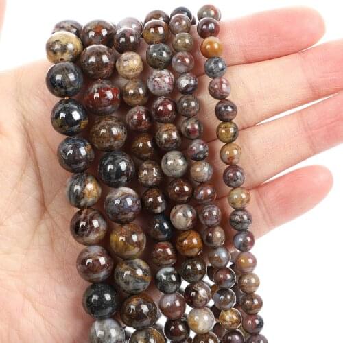 1Strand/Lot 6/8/10mm Natural Stone Peter Stone Round Beads Loose Spacer Bead For Jewelry Making DIY Accessories