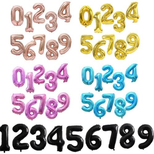 1pc 40Inch New Black Rose Gold Silver Foil Number Balloon Birthday Party Decor Air Helium Number Globos Kid Balll Party Supplies