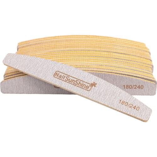 100Pcs/Lot Professional Strong Sanpaper Nail File 180/240 Grit Half Moon Emery Board Files Block Manicure Nail Care Tools Set