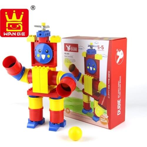 Wange 39Pcs Big Size Blocks Robot Pipes Building Blocks DIY Educational Kids Bricks Robot Tube Game Toys for Children NO.420