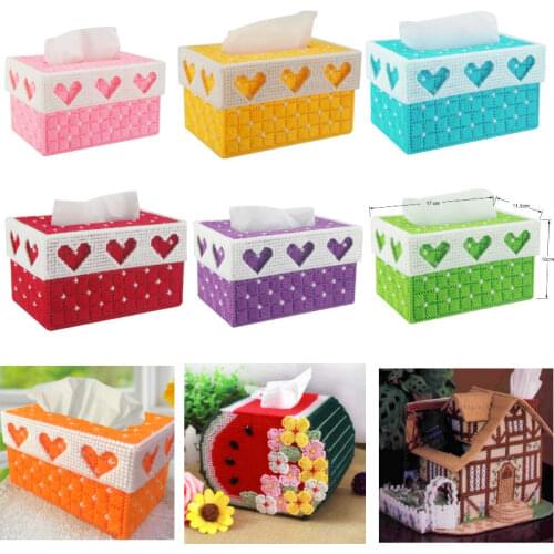 3D Cross stitch DIY tissue box 9 colors homework Needlework Has been cut z