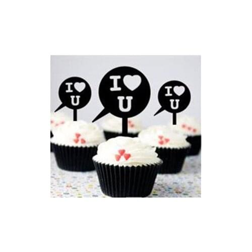 Acrylic cupcake topper,"I love U" cupcake topper, wedding cupcake topper,for Wedding & Engagement 24pcs/lot with free shipping
