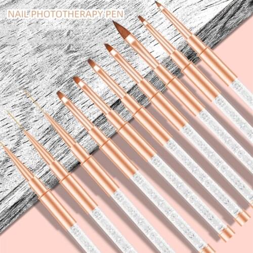 Diamond Nail Pen Single Rose Gold Electroplated Rod Drawing Pen Crystal Light Therapy Pen Double Point Drill Crayon TSLM1