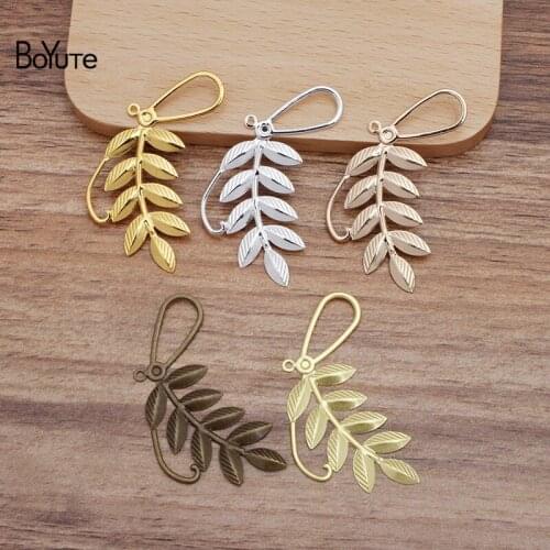BoYuTe (50 Pieces/Lot) 47*22MM Metal Brass Stamping Leaf Materials Hand Made Diy Jewelry Findings Components