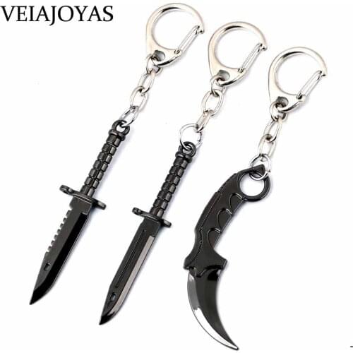 Counter Strike CSGO Keychain Karambit M9 Dagger Claw Knife Weapon Model Alloy keyring 6.5cm Chaveiro car pendant Charm Jewelry
