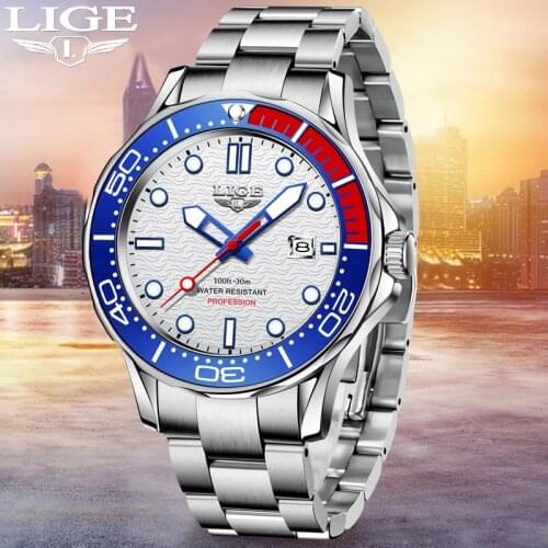LIGE Watches for Men Warterproof Sports Mens Watch Top Brand Luxury Clock Male Business Quartz Wristwatch Relogio Masculino+Box