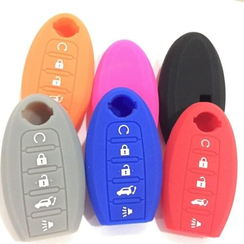 5Button Silicone rubber car Key Case cover For Nissan Altima pathfinder juke x-trail 5 buttons key