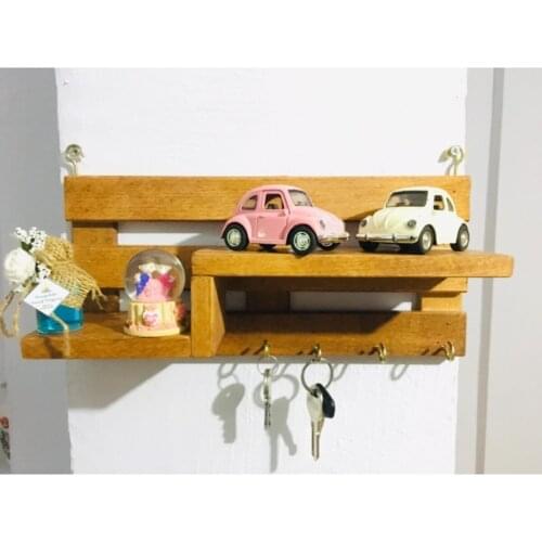 Wooden Key Hanger Decoration Wall Mounted Hall Shelf, Home Wall Vintage Hallway Small Bedroom Door Back Decorative Room Rack