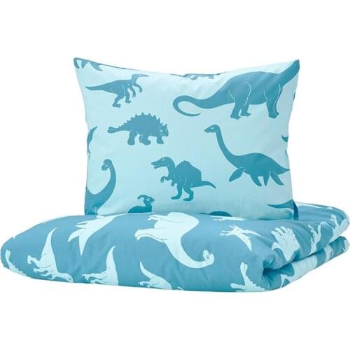 Child Room Cotton 2pcs Bedding Sets Cartoon Dinosaur 150x200cm Duvet Cover and 50x80cm Piollow Case Friendly Bedroom Bedspread