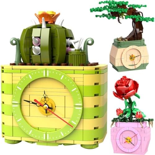 City Time Elves Creative Friends Home Decoration Bricks Creator DIY Flower Potted Plants Building Blocks Toys For Children Gifts