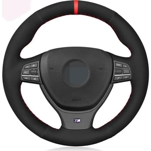 Car Steering Wheel Cover Soft Black Genuine Leather Suede For BMW 5 Series 520i 528i F10 F11 F07 2009-2017 M5 F10 2011-2013