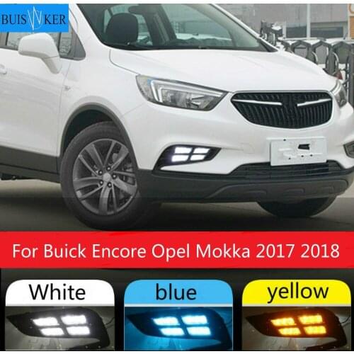 1 set For Buick Encore Opel Mokka 2017 2018 12V ABS LED DRL Daytime Running Lights Daylight With Turn Yellow Signal