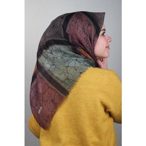 FOMARA SHİNE PATTERNED SILVERY LINEN SCARF-DESEN-08-AVAILABLE in
