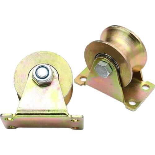 HLZS-2 Pcs 2 inch U-Groove Track Wheel Sliding Door Roller for Inverted Track Rolling Gate Industrial Machines Wire Rope Rail