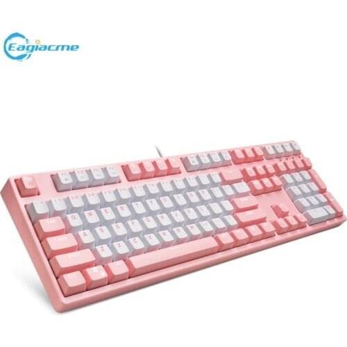 87/108 Keys Pink Gaming Mechanical Keyboard PBT Double Color Injection Keycaps Hot Swappable Wired White Blacklit Gamer Keyboard