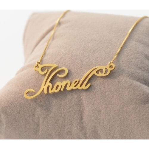 Name Necklace with Box Chain, 925 Solid Silver Pendent with Cursive Name Customized, Personalized Jewelry for Women