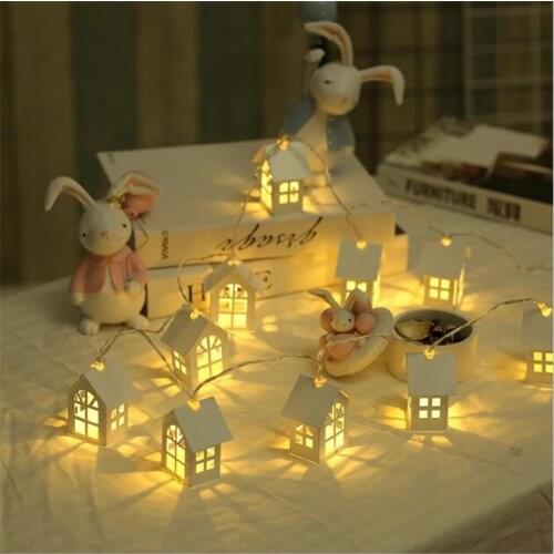 Christmas Decorations LED Wooden House Style Fairy Light Merry Christmas Decorations for Home 2018 Happy New Year 2019