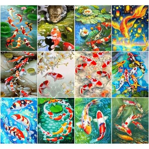 AZQSD Painting By Number Canvas Kits Animal Home Decoration 40x50cm DIY Pictures By Numbers Goldfish Home Bedroom Wall Artwork