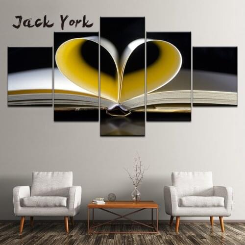 Canvas Painting The book making Heart-shaped love 5 Pieces Wall Art Painting Modular Wallpapers Poster Print Home Decor