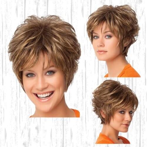Short Layered Wig No Tangled High Simulation Temperature Resistant Layered Short Blonde Wigs with Bangs for Girl