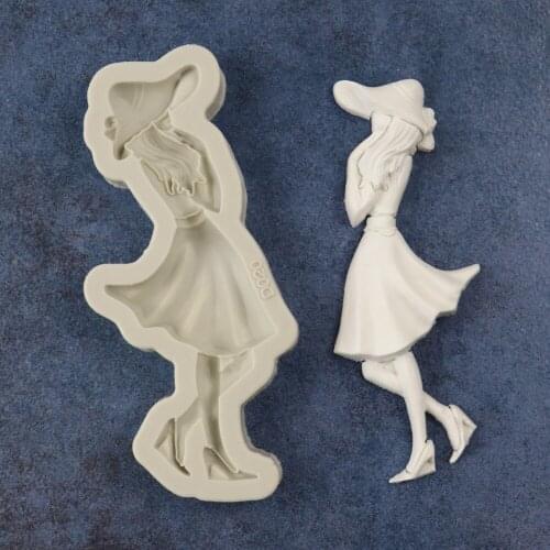 Summer Young Fresh Girl Side Modeling Turn Sugar Silicon Mold Chocolate Mold DIY Cake Baking Decoration Mold A1653