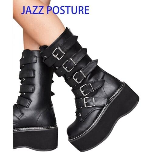 Fashion woman Boots buckle Combat Boots women Punk Style fashion Shoes Casual Luxury Leather Motorcycle Boots Army Boots w291