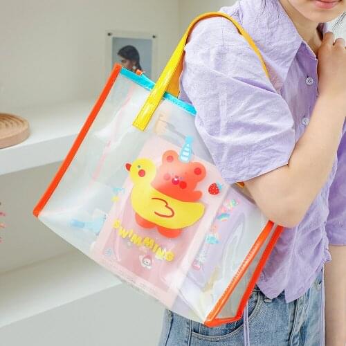 Cartoon One Shoulder Jelly Bag Travel PVC Transparent Beach Bag Waterproof Tote Bag