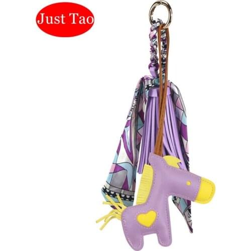 Just Tao! Fashion style womans bags charm girls leather decoration Scarf horse pendants Handbags ribbon Pony ornament JT052