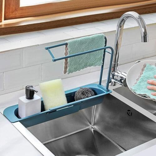 Adjustable Sink Organizer Dish Drainer Drain Basket Washing Vegetable Fruit Towel Drying Rack Kitchen Accessories Sink Organizer