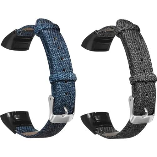 87HA Denim Pattern Genuine Leather Watchband Wrist Strap Replacement for huawei Honor Band 5/4 Bracelet Accessories