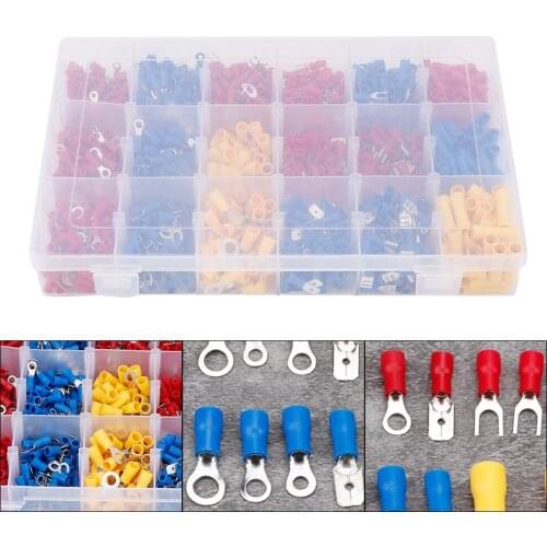 Rubber Insulated Connector 1200PCS Rubber Insulated Cold-Pressed Terminal Assorted Wiring Connectors Insulated Terminal