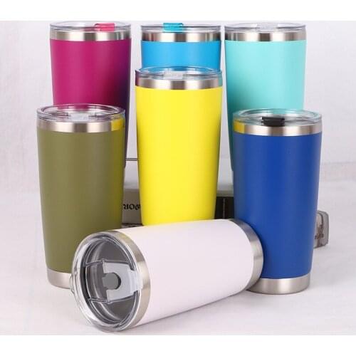 Stainless Steel Tumblers Car Cups 20oz Vacuum Insulated Travel Mug Metal Water Bottle Beer Coffee Mugs With Lid 10 Colors #236