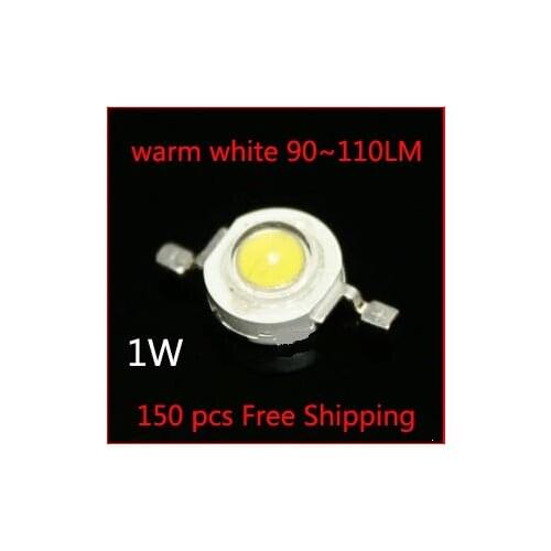 1W High power led Source warm white 3000-3200K 350mA DC3.2-3.4V 90-110LM Lamp bead Factory wholesale 150PCS Free Shipping