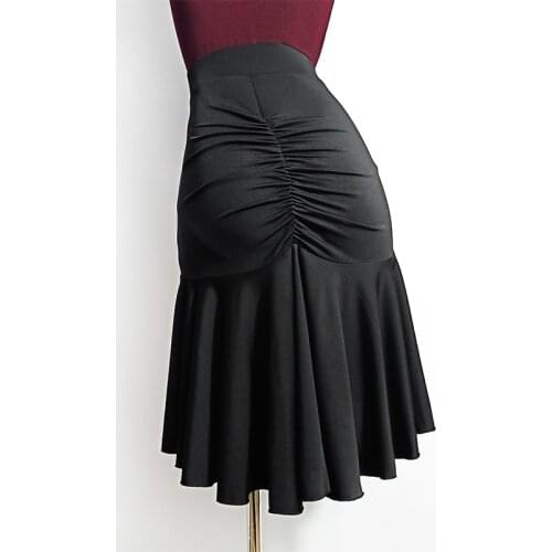 New Latin Dance Dress Women Wrinkle and Lotus Design Latin Dance Skirt Samba Tango Chacha Belly Dancing Performamnce