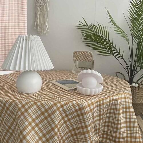 1 PCS Tablecloth Blue, Pink, Yellow Linen Picnic Cloth Plaid Geometric Design Table Cover Room Beautiful Classic Style