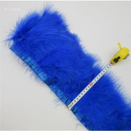 10 Yards Turkey Feather Trims 15-18CM Dyed Real Sapphire Feather Fringes Ribbons for Dress Skirt Cloth Belt decorative Clothing
