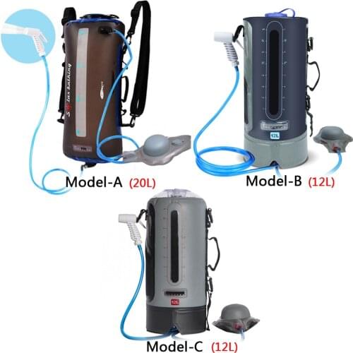 12L/20L Portable Camping Shower Bag Water Bag with Air Pump Water Bag Collapsible Water Container for Outdoor Hiking Traveling