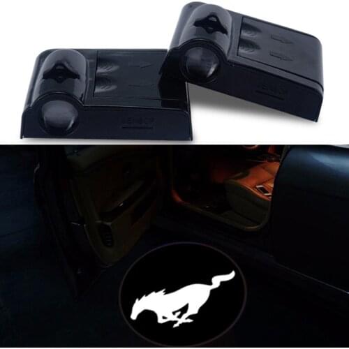2x Car Logo Ghost Shadow Emblems Wireless Door Sensor Lights No Drill Led Laser Door Shadow Light Welcome Projector Lamp Mustang